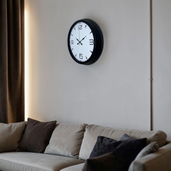 Mey İthalat® Precision Black 40 Cm Metal Duvar Saati