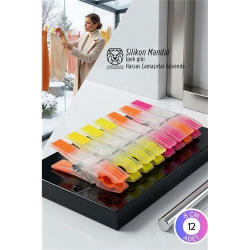Mey İthalat® Premium 12'li  Silikon Destekli Lüks Mandal Seti – Hassas Kıyafet Koruyucu & İz Yapmayan Modern Tasarım