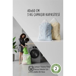 Mey İthalat® Premium Hassas Dokunuş: 2'li Lüks Çamaşır Yıkama Filesi Seti - Giysi Koruma Sanatı 40x60 cm