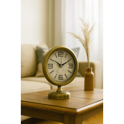 Mey İthalat® Premium Vintage 25 x 20 Cm Eskitme Metal Masa Saati