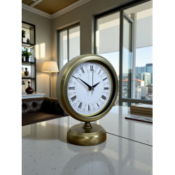 Mey İthalat® Prestij Eskitme 25 x 20 Cm Metal Masa Saati