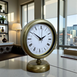 Mey İthalat® Prestij Eskitme 25 x 20 Cm Metal Masa Saati