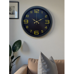 Mey İthalat® Prime Black 40 cm Metal Modern Tasarım Duvar Saati