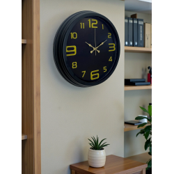 Mey İthalat® Prime Black 40 cm Metal Modern Tasarım Duvar Saati