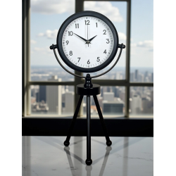 Mey İthalat® Prime Black Zarif Üç Ayaklı Metal Masa Saati