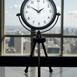 Mey İthalat® Prime Black Zarif Üç Ayaklı Metal Masa Saati