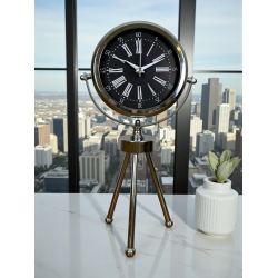 Mey İthalat® Prime Krom Üç Ayaklı Metal Masa Saati