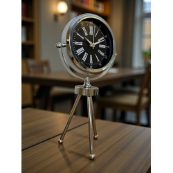 Mey İthalat® Prime Krom Üç Ayaklı Metal Masa Saati