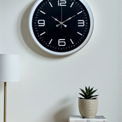 Mey İthalat® Prime White 40  Cm Metal Modern Duvar Saati