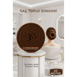 Mey İthalat® Profesyonel 10 Metre Kesilebilir Saç Topuz Süngeri - Kuaför Tipi Esnek Form Verici KAHVE