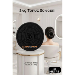 Mey İthalat® Profesyonel 10 Metre Kesilebilir Saç Topuz Süngeri - Kuaför Tipi Esnek Form Verici SİYAH
