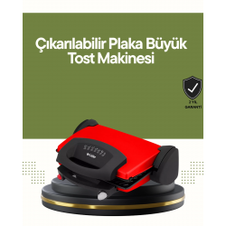 Mey İthalat® Profesyonel 2000W Tost Makinesi – Ayarlanabilir Termostat ve Çıkarılabilir Plaka