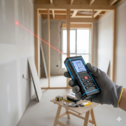 Mey İthalat®  Profesyonel 40 Metre Dijital Lazer Metre Ölçüm Cihazı-LCD Ekranlı,Su Terazili,Pisagor Ölçüm Fonksiyonlu,20 Kayıt Hafızalı,Hassas Lazer Ölçer