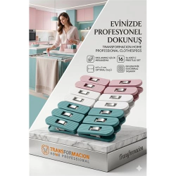 Mey İthalat® Profesyonel Çamaşır Mandalı | 16'li Çelik Mekanizmalı İz Bırakmaz Mandal Seti 723089
