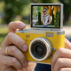 Mey İthalat® Profesyonel Çekim İçin 48 MP Dijital Kamera Flip Screen 18x Zoom Uzun Pil Ömrü