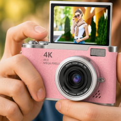 Mey İthalat® Profesyonel Çekim İçin 48 MP Kamera 18x Zoom Flip Ekran Dijital Kamera