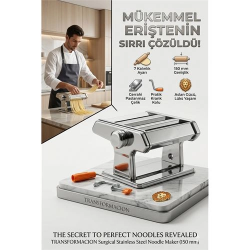 Mey İthalat® Profesyonel Erişte ve Makarna Makinesi - 7 Ayarlı Çelik Hamur Açma Spagetti Makinası  723137
