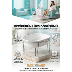 Mey İthalat® Profesyonel Krom Ayaklı Pedikür Leğeni - Evde Spa Konforu Ayak Bakım Küveti 719415