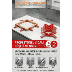 Mey İthalat® Profesyonel METAL Köşe Mengene Seti 4'lü - 90 Derece 75mm Ahşap Çerçeve Kaynak İşkencesi 723180