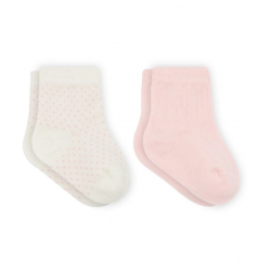 Mey İthalat®   Puan Derby Penye Soket Çorap 2'Li BS10103 Pembe Ekru