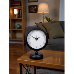 Mey İthalat® Pure Black 25 x 20 Cm Metal Modern Masa Saati