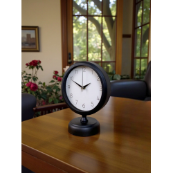 Mey İthalat® Pure Black 25 x 20 Cm Metal Modern Masa Saati