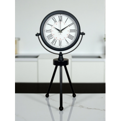 Mey İthalat® Pure Black Roma Rakamlı Üç Ayaklı Metal Masa Saati
