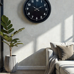 Mey İthalat® Pure Dark Black 40 Cm Metal Duvar Saati