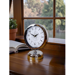 Mey İthalat® Pure Elegance 25 x 20 Cm Metal Desenli Masa Saati