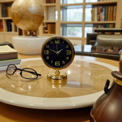 Mey İthalat® Pure Gold 25 x 20 Cm Metal Masa Saati