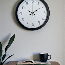 Mey İthalat® Pure Time Black 40 Cm Metal Duvar Saati