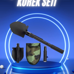 Mey İthalat® Pusulalı Katlanabilir Kazma Kürek Kamp Seti Kamp Küreği Portatif Çantalı