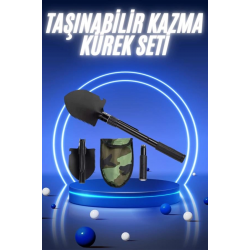 Mey İthalat® Pusulalı Katlanabilir Kazma Kürek Kamp Seti Kamp Küreği Portatif Çantalı