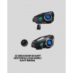 Mey İthalat® Q28 Bluetooth Kask Kulaklık 1080P Kamera – Su Geçirmez Motosiklet Interkom