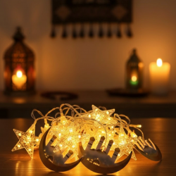 Mey İthalat® Ramazan Dekorasyonu İçin 3 Metre Hilal Yıldız LED Işık