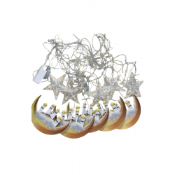 Mey İthalat® Ramazan Dekorasyonu İçin 3 Metre Hilal Yıldız LED Işık