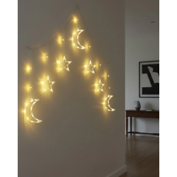 Mey İthalat® Ramazan Süslemesi İçin Ay Yıldız LED Işık Perde Lambası