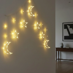 Mey İthalat® Ramazan Süslemesi İçin Ay Yıldız LED Işık Perde Lambası