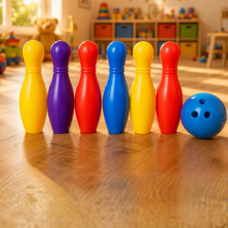 Mey İthalat® Renkli Bowling Seti Çocuk Aktivite Oyunu Motor Beceri Geliştirici