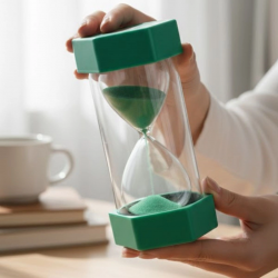 Mey İthalat® Renkli Cam Kum Saati – Dekoratif Masaüstü Zaman Ölçer, Estetik Ofis ve Ev Aksesuarı