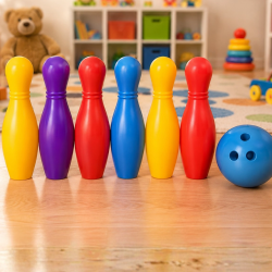 Mey İthalat® Renkli Çocuk Bowling Oyunu 6 Kukalı Eğitici Eğlence Seti