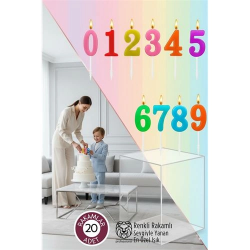 Mey İthalat® Renkli Rakamlı Doğum Günü Pastası Mum Seti - 20 Adet Premium Tasarım Mum