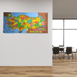 Mey İthalat®  Renkli Türkiye Haritası Manyetik Yapıştırıcı Gerektirmeyen Duvar Stickerı 118 CM * 56 CM
