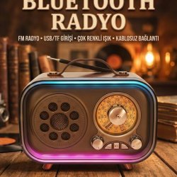 Mey İthalat® Retro Bluetooth Radyo Hoparlör USB TF Kart AUX FM Taşınabilir Nostaljik Tasarım