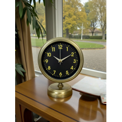 Mey İthalat® Retro Elegance 25 x 20 Cm Eskitme Metal Masa Saati