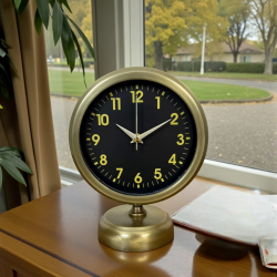 Mey İthalat® Retro Elegance 25 x 20 Cm Eskitme Metal Masa Saati