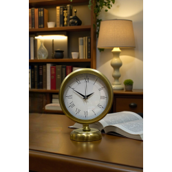 Mey İthalat® Retro Eskitme Metal 25 x 20 Cm Masa Saati