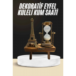 Mey İthalat® Retro Eyfel Kulesi Ve Kum Saati Dekoratif Ahşap Görünümlü Masa Biblosu