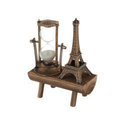 Mey İthalat® Retro Eyfel Kulesi Ve Kum Saati Dekoratif Ahşap Görünümlü Masa Biblosu
