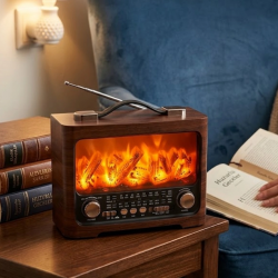 Mey İthalat® Retro Şömine Tasarımlı Bluetooth Hoparlör FM Radyo USB TF Kart Müzik Çalar